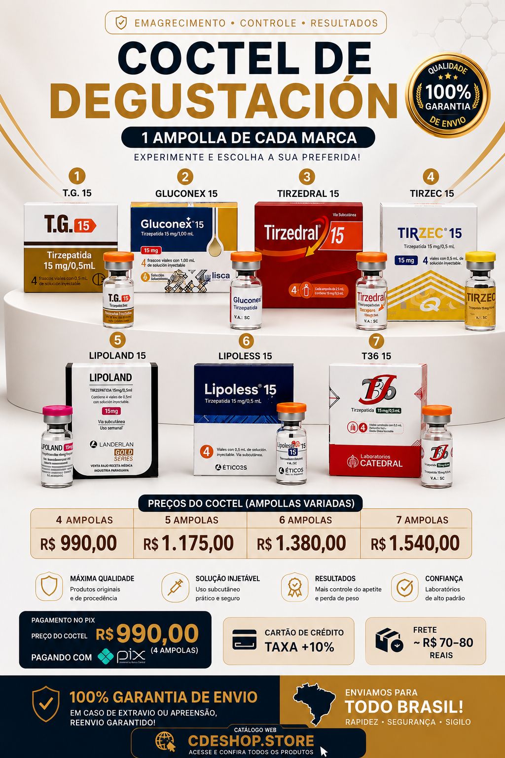 🔥 COQUETEL DE DEGUSTAÇÃO — TIRZEPATIDA 15MG🔥